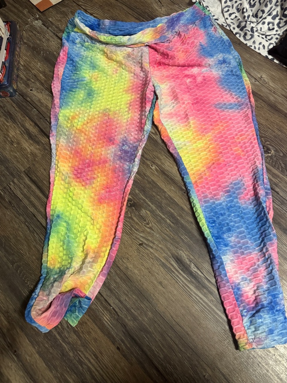 SHEIN Multicolor Tie-Dye Textured Leggings
